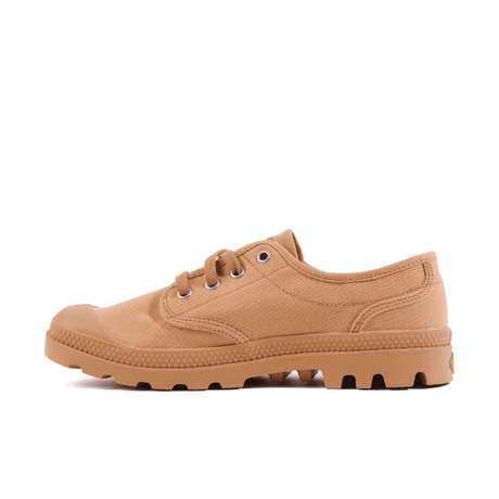 Pampa Oxford Woodlin tan canvas sneaker - lateral side profile view