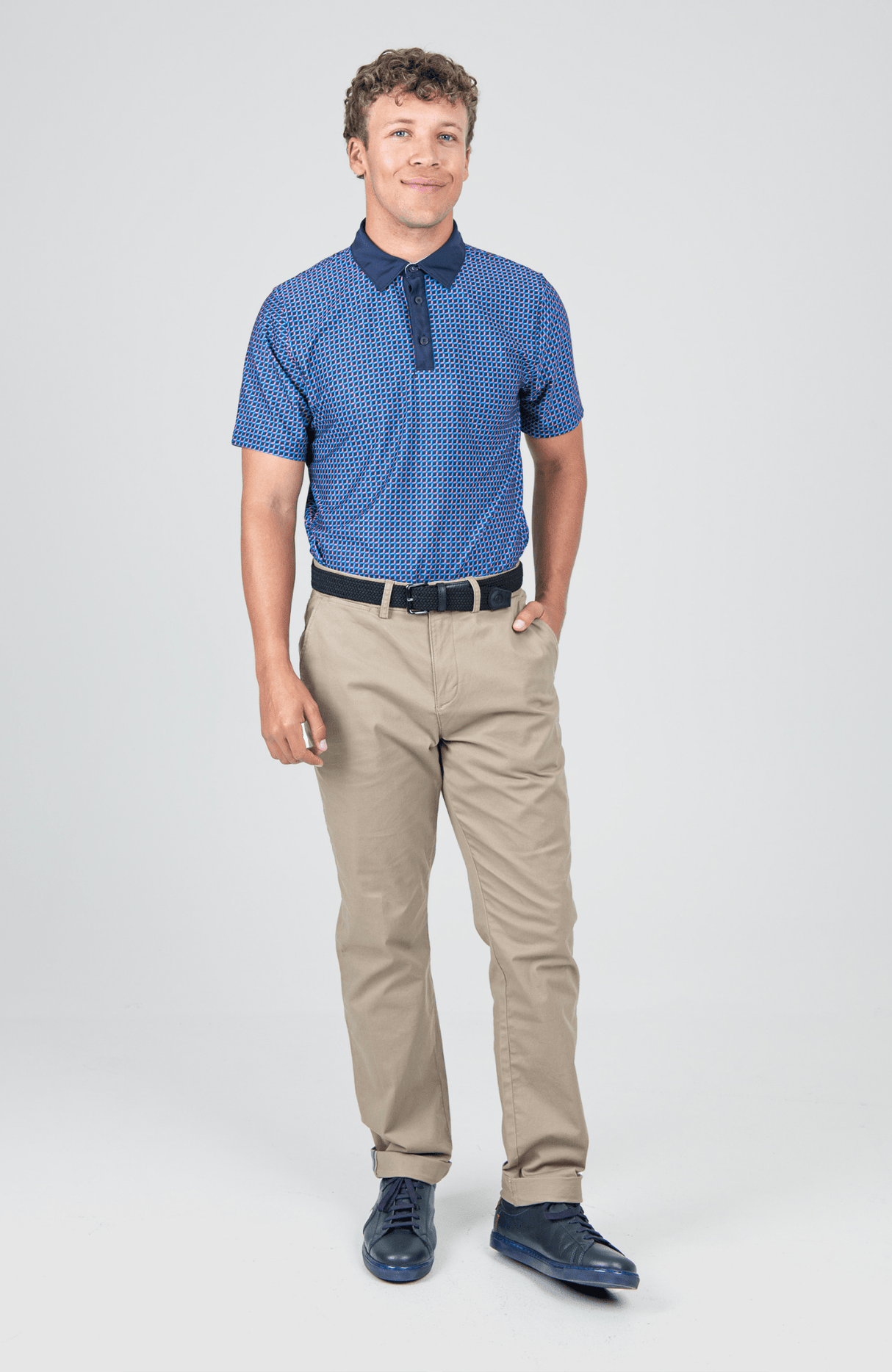 Retro Geo Polo SS Sports Fit - Coral