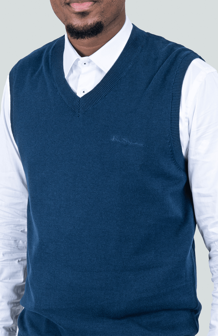 Sleeveless Knit Pullover - Navy - view 3