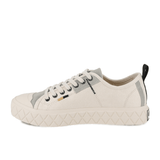 Palladium Palla Ace HTG Supply White Cap Grey - side view highlighting back pull tab, urban heritage branding and diamond foxing outsole