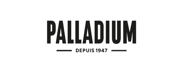 Black text reading 'PALLADIUM' with smaller text 'DEPUIS 1947' and thin horizontal lines, centered on a plain white background.