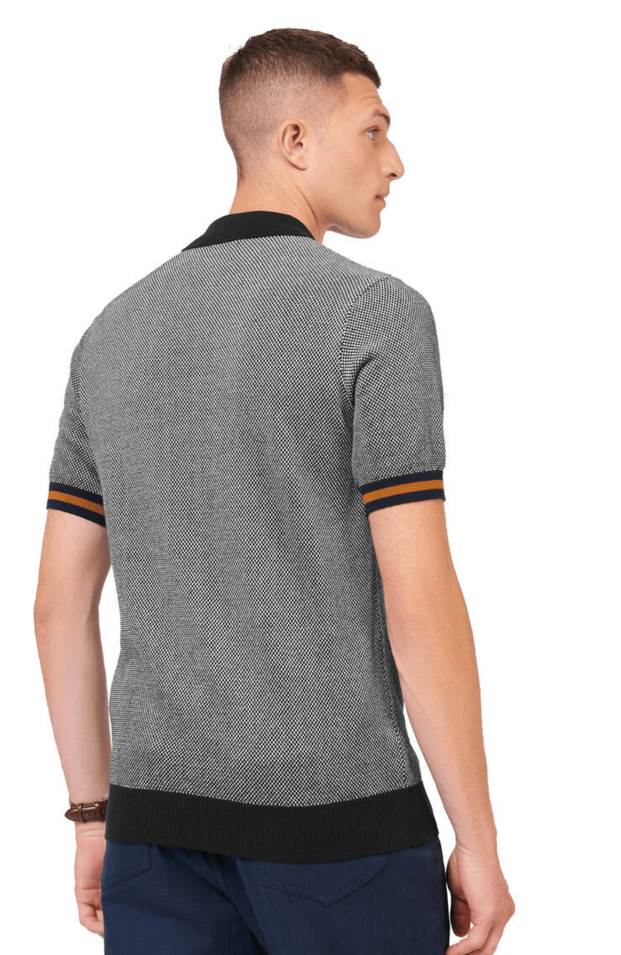 ALL OVER TEXTURED POLO - DARK NAVY
