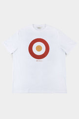 Ben Sherman Target Tee in Ivory Red – Flat lay front view of men's organic cotton crewneck tee with target chest print