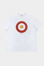 Ben Sherman Target Tee in Ivory Red – Flat lay front view of men's organic cotton crewneck tee with target chest print