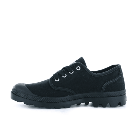Pampa Oxford Black canvas sneaker - lateral side profile showing rubber outsole