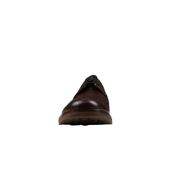 Chapman &amp; Moore Brogue Longwing in Chocolate leather – sole view revealing durable rubber cleated tread pattern