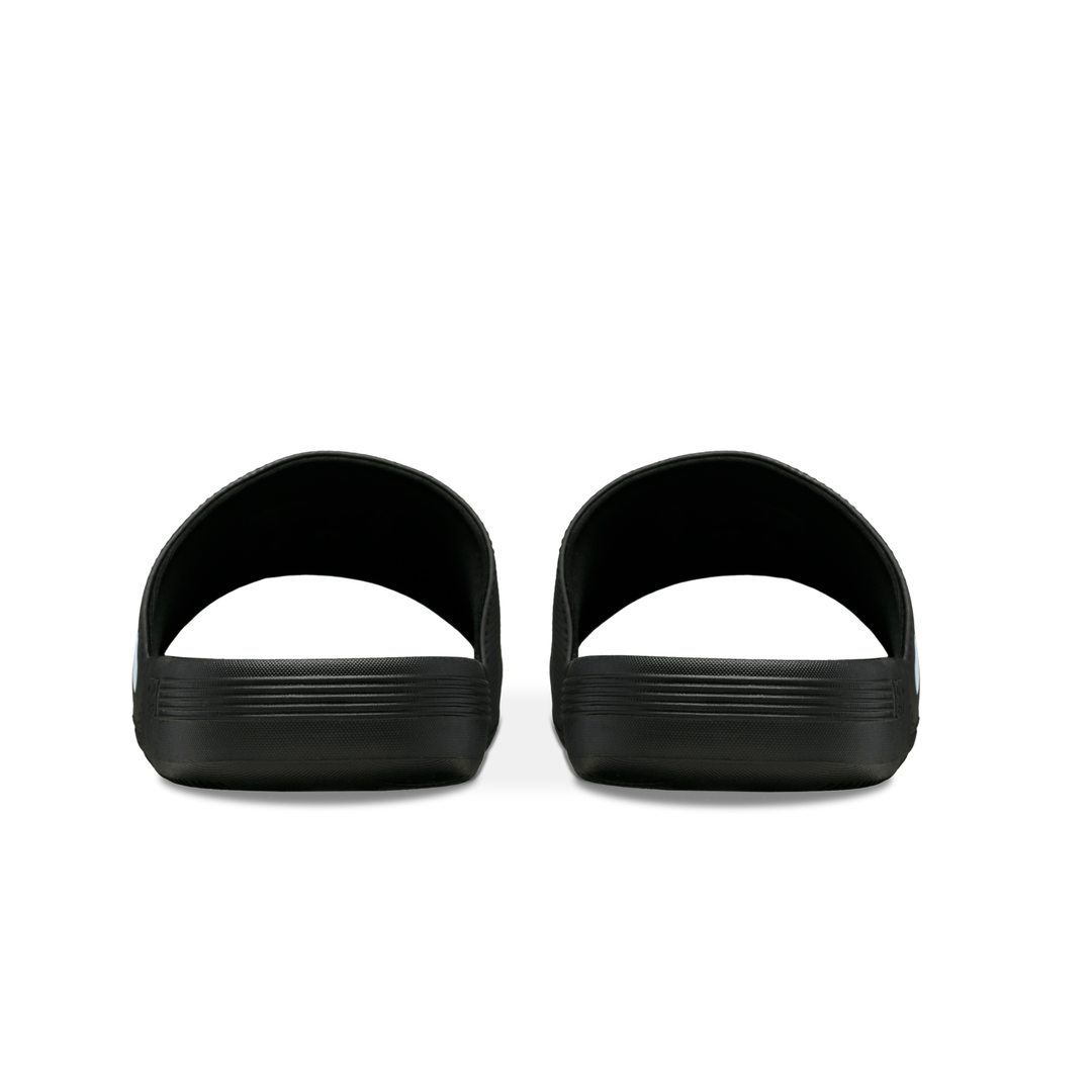 K-Swiss x McLaren Black Slide Sandals - Back Heel View Pair Showing Cushioned Footbed | K98717-BLK