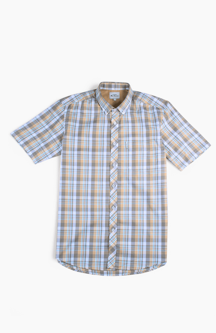 Check Short Sleeve Shirt - Beige - view 5