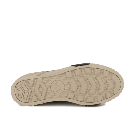 Palladium Ace City Shell in Racoon - bottom view showing unique mixed rubber outsole with grip pattern