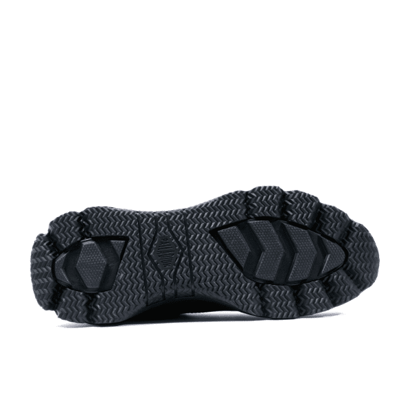 Palladium Thunder Lo sneaker in Black - sole view showing rugged rubber tread pattern