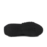 Troop Runner Black Olive Night sneaker sole – underside showing Palladium embossed logo and black rubber outsole