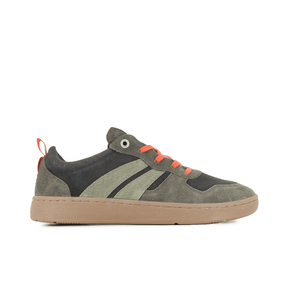 Palladium Pallacup Flame Suede sneaker in Beluga and Olive Night – side view
