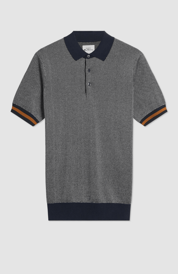 ALL OVER TEXTURED POLO - DARK NAVY