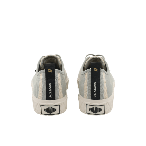 Palladium Palla Ace HTG Supply Abbey Stone - rear pair view showing back pull tab, Palladium heel branding and moleskin canvas upper detail