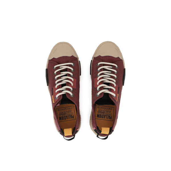 Palladium Ace City Shell in Racoon - overhead pair view showing ripstop upper, Palladium insole branding and low-top profile