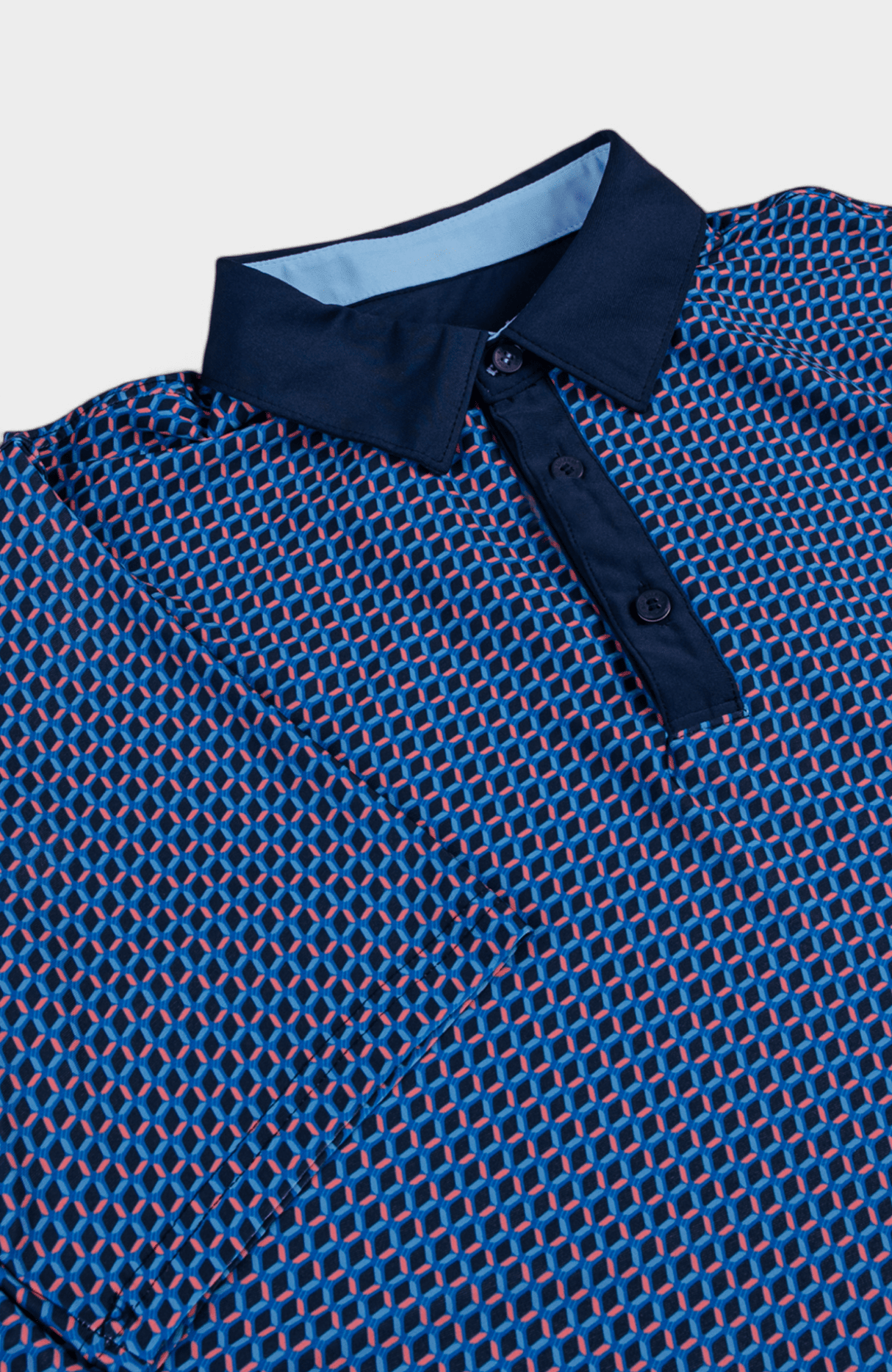 Retro Geo Polo SS Sports Fit - Coral