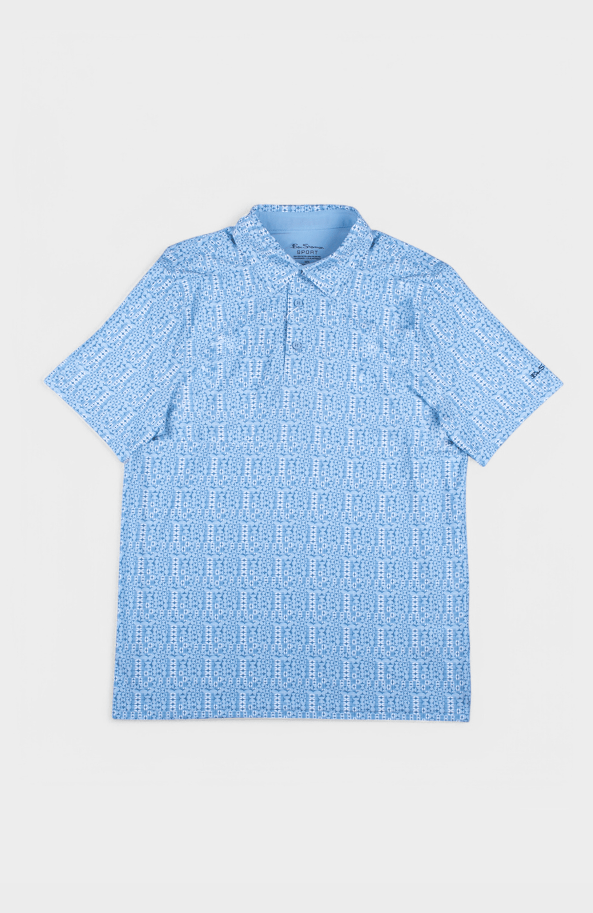 Watercolor Geo Polo SS Sports fit - Light Blue