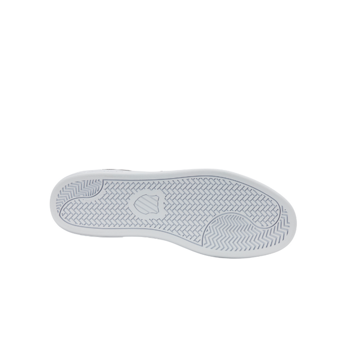 K-Swiss Court Shield II sneaker in Black and White - outsole view showing durable rubber sole with herringbone tread pattern