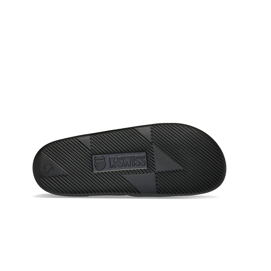 K-Swiss x McLaren Black Slide Sandal - Rubber Outsole Bottom View | K98717-BLK