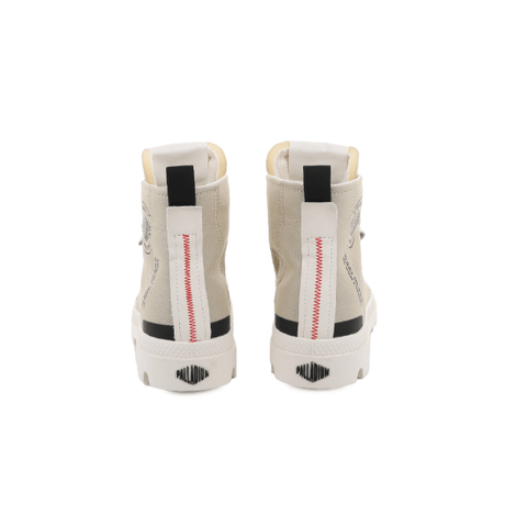 Pampa Hi Urban Taupe Rice boots pair - rear view showing signature red zigzag stitching and black heel tab