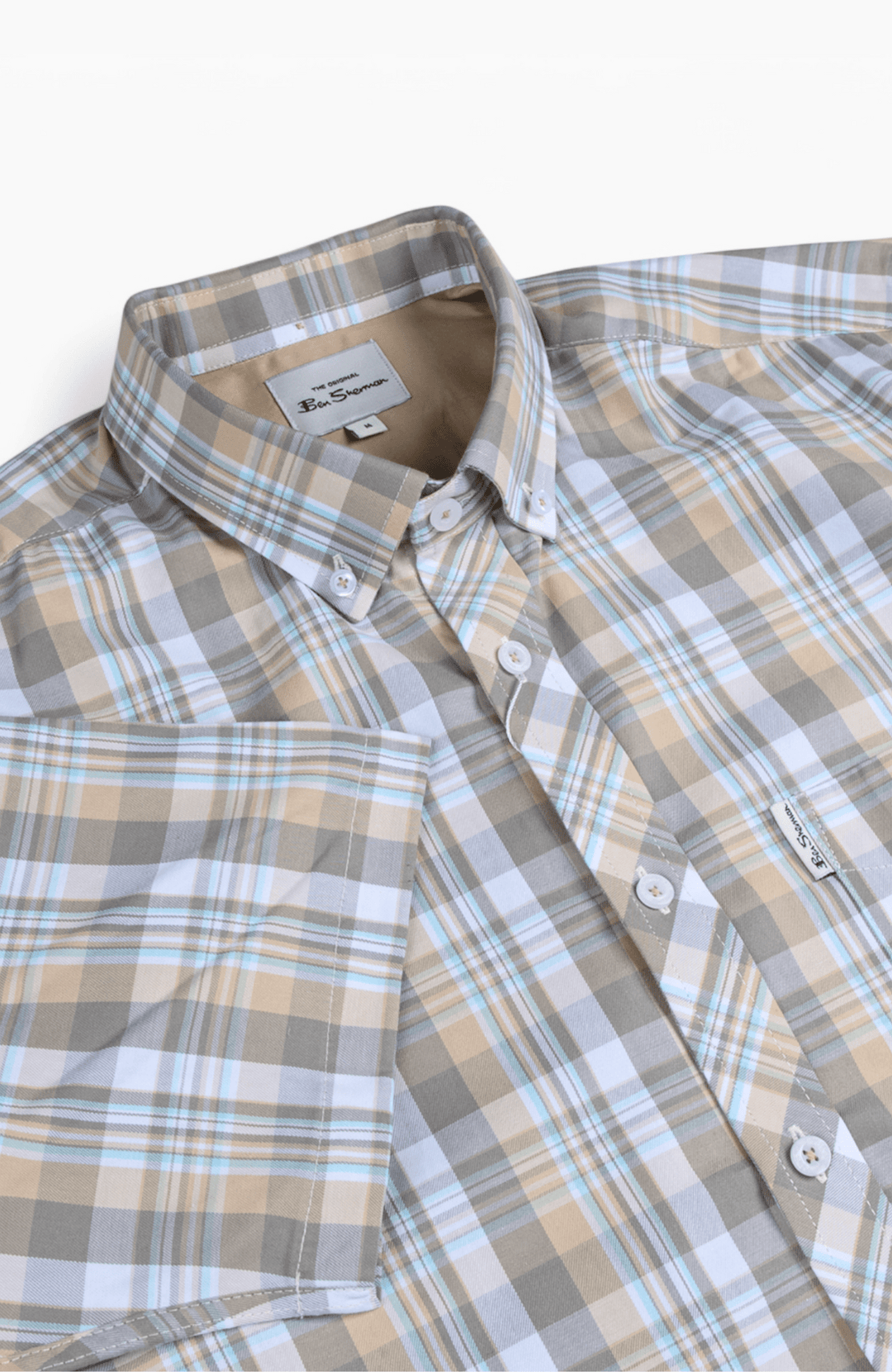 Check Short Sleeve Shirt - Beige - view 6