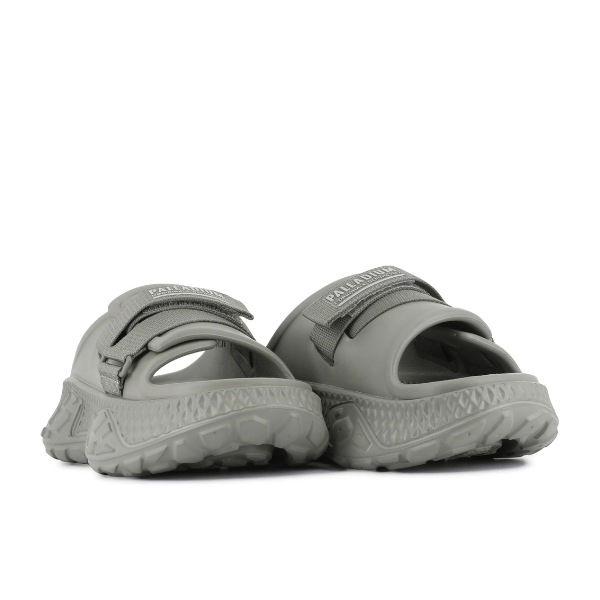 Palladium Offbound Slide in Vetiver – pair view showing both sandals with velcro strap and Palladium branding