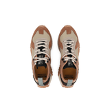 Palladium Troop Runner in Dear Brown/Safari - overhead pair view showing honeycomb lining