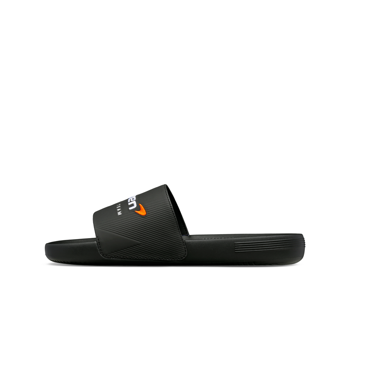 K-Swiss x McLaren Black Slide Sandal - Strap Detail Side View | K98717-BLK