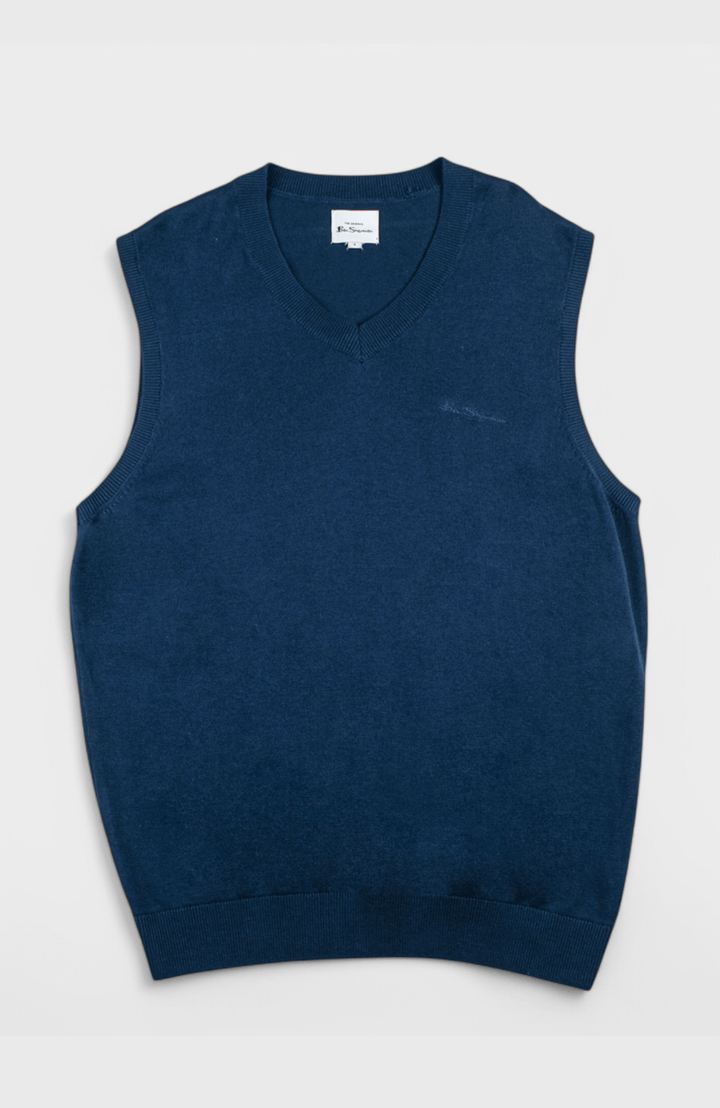 Sleeveless Knit Pullover - Navy - view 6