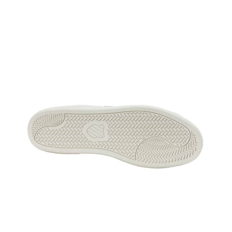 K-Swiss Court Shield II sneaker in White and Blue Horizon - outsole view showing durable rubber sole with herringbone tread pattern