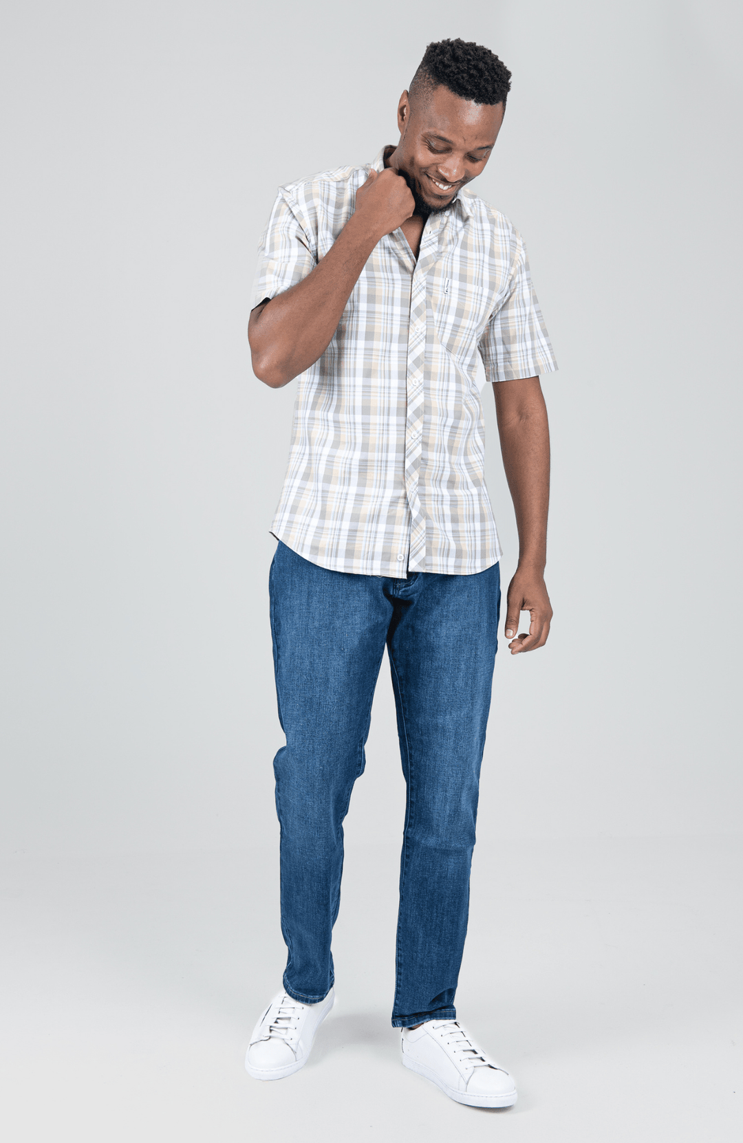 Check Short Sleeve Shirt - Beige - view 4