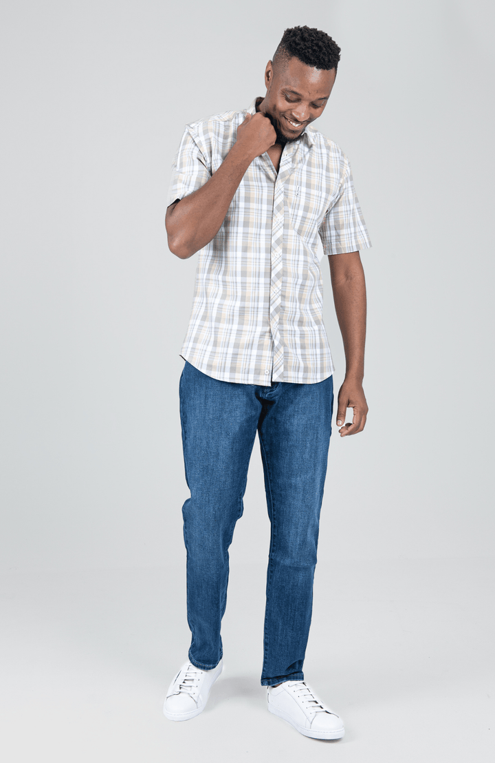 Check Short Sleeve Shirt - Beige - view 4