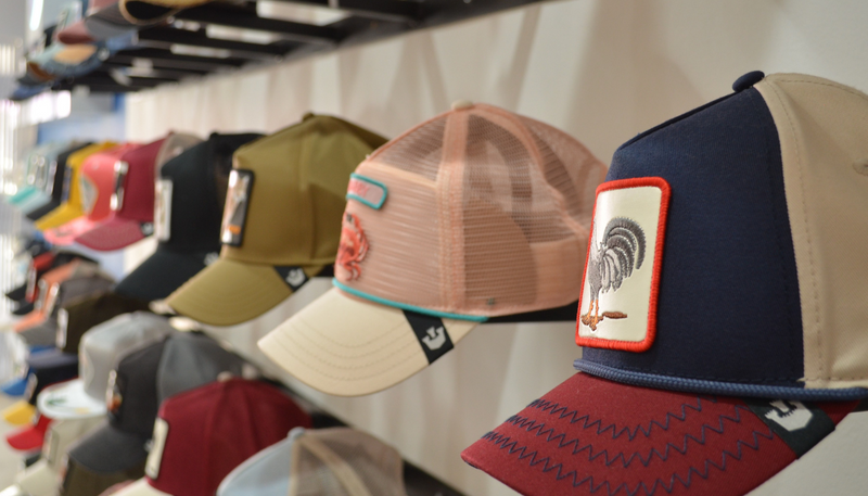 Display of Goorin Bros. animal patch trucker caps in-store at Partisan and Co South Africa