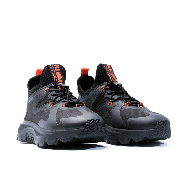Palladium Thunder Lo sneakers in Black - top-down view of pair showing Palladium insole branding