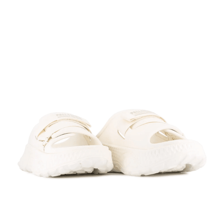 Palladium Offbound Slide in Cream - pair view showcasing bold silhouette with double adjustable straps and chunky sole