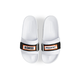 K-Swiss x McLaren Strap Sandals White Black - Top Down View Showing K-Swiss and McLaren Branding
