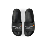 K-Swiss x McLaren Black Slide Sandals - Top View Pair McLaren Formula 1 Team Branding | K98717-BLK