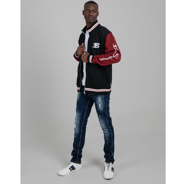 Varsity Bomber Jacket - Black Berry