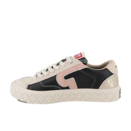 Palladium Ace Lo Mix Leather sneaker in Black / White Cap Grey - angled front view on white background
