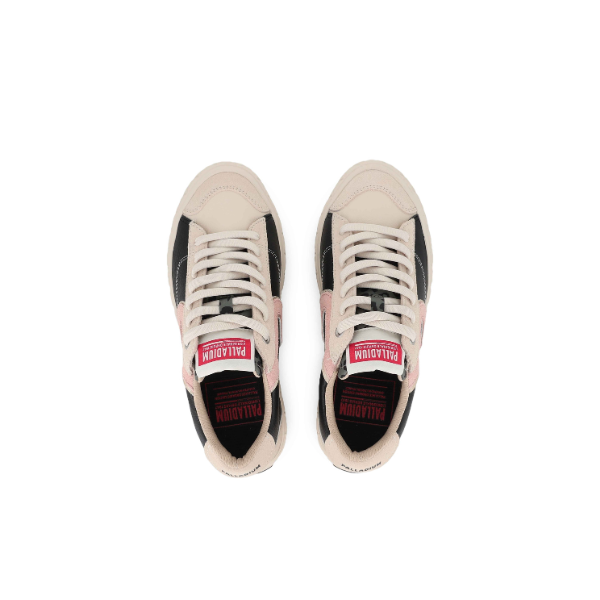 Palladium Ace Lo Mix Leather sneakers in Black / Whit Cap Grey - top-down view of pair showing branded insole