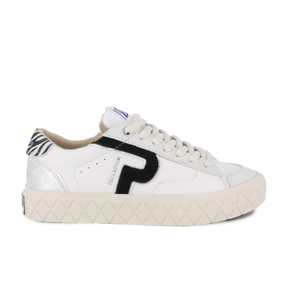 Palladium Ace Lo Mix Leather sneaker in Star White / Zebra - side view on white background