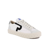 Palladium Ace Lo Mix Leather sneaker in Star White / Zebra - angled front view on white background