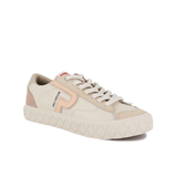 Palladium Ace Lo Mix Leather sneaker in White Cape Grey - angled side view on white background