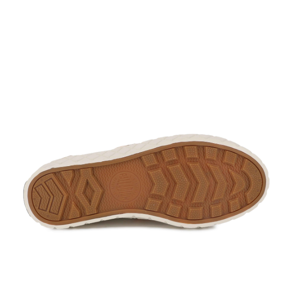Palladium Ace Lo Mix Leather sneaker in White Cape Grey - sole view showing tread pattern