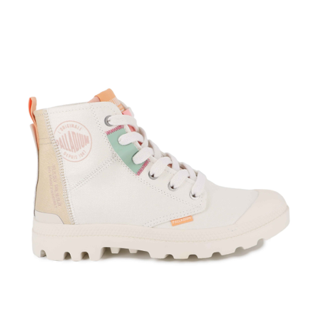 Palladium Pampa Hi Urban Layer boot in Cream White - side view on white background