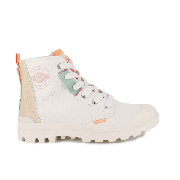Palladium Pampa Hi Urban Layer boot in Cream White - side view on white background