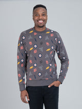 All over print crew sweater - Charcoal