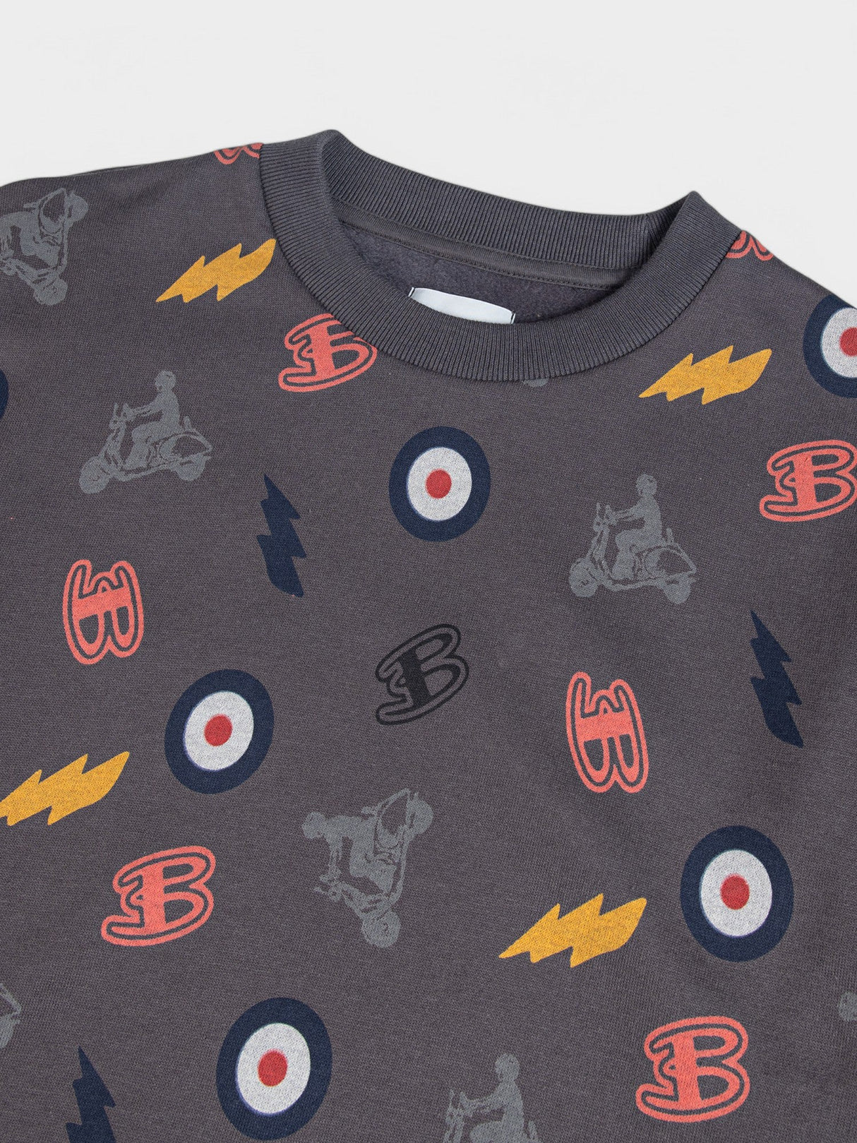 All over print crew sweater - Charcoal