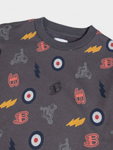 All over print crew sweater - Charcoal