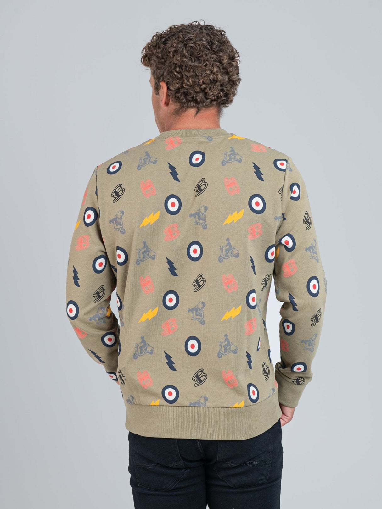 All over print crew sweater - Olive